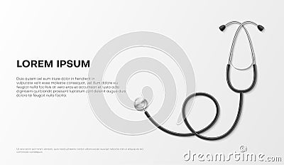Healthcare medical horizontal poster stethoscope and place for text realistic vector illustration Vector Illustration