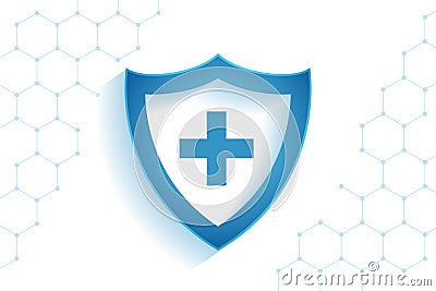 Healthcare medical shield for virus protection background Vector Illustration