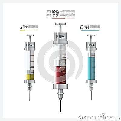 Healthcare And Medical With Syringe Tag Infographic Diagram Vector Illustration
