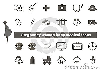 Healthcare medical woman pregnancy baby icons Vector Illustration