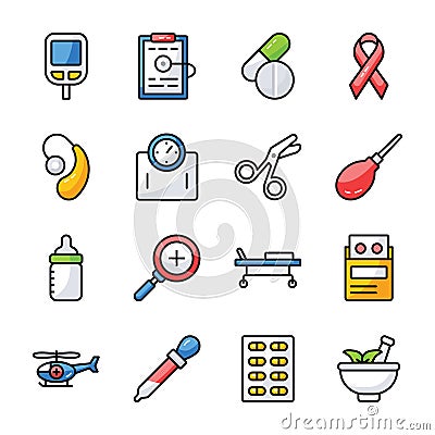 Healthcare and Medication Icons Vector Illustration