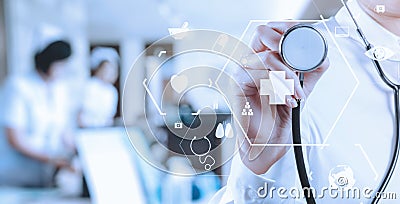 Healthcare and Medicine concept.smart medical doctor working wit Stock Photo