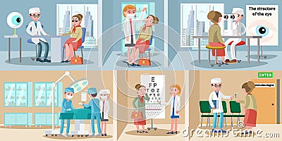 Healthcare Ophthalmology Horizontal Banners Vector Illustration