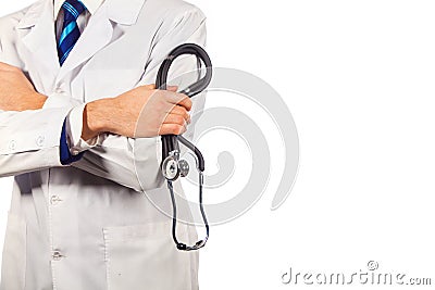 Healthcare, profession, people and medicine concept - Doctor with stethoscope Stock Photo