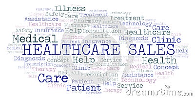 Healthcare Sales word cloud. Stock Photo