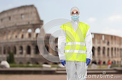Healthcare or sanitation worker in hazmat suit Stock Photo
