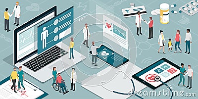 Healthcare and technology Vector Illustration