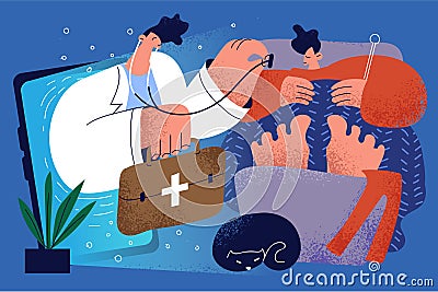 Healthcare, telehealth, medicine online concept Cartoon Illustration