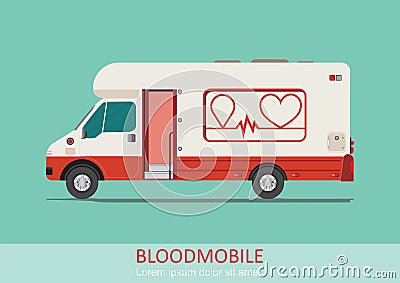 Healthcare transport illustration blood mobile van Vector Illustration