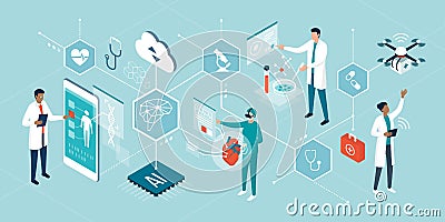 Healthcare trends and innovative technologies Vector Illustration