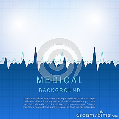 Healthcare vector medical background with heart cardiogram Vector Illustration