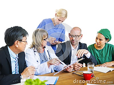 Healthcare Workers Having a Discussion Stock Photo