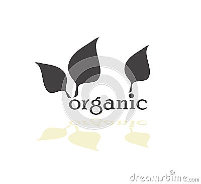 Organic sign with leaves. Flat design vector icon. Vector Illustration