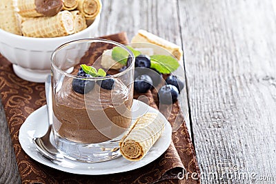 Healthy avocado chocolate pudding Stock Photo