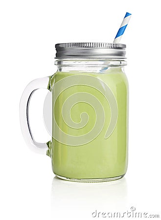 Healthy avocado green smoothie Stock Photo