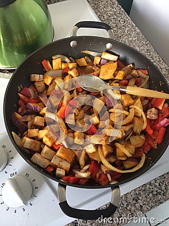 Healthy Balance eating Vegetables Pot for the afternoon dinner Stock Photo