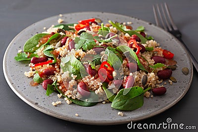 Healthy bean and quinoa salad with spinach, chili Stock Photo