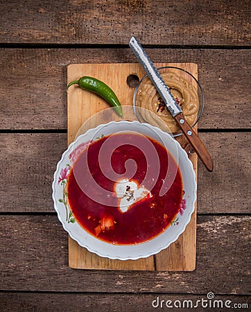 Healthy beetroot soup Stock Photo