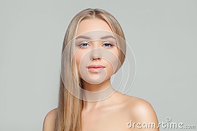 Healthy blonde woman portrait. Beauty girl with long healthy blond hair and perfect clear skin. Natural beauty Stock Photo