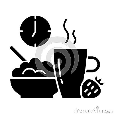 Healthy breakfast black glyph icon Vector Illustration