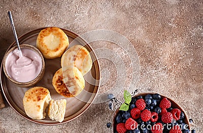 healthy breakfast cheese pancakes Stock Photo