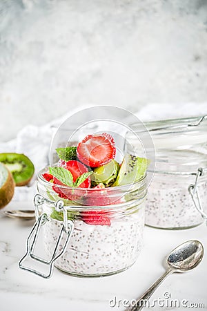 Healthy breakfast with chia seeds Stock Photo