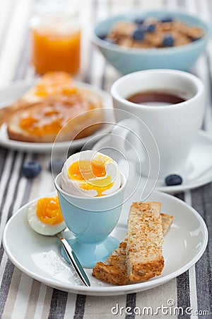 Healthy breakfast with egg and coffee Stock Photo