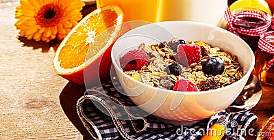Healthy breakfast muesli with fresh berries Stock Photo