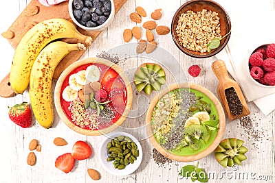 Healthy breakfast with smoothie bowl Stock Photo