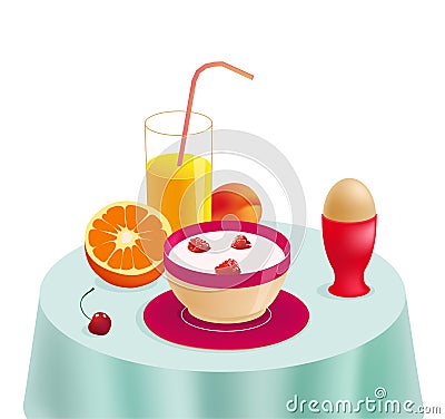 Healthy breakfast on the table Vector Illustration