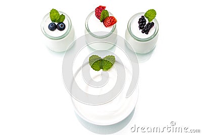 Healthy breakfast with yogurt and berry, dieting, freshness Stock Photo