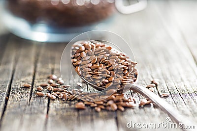 Healthy brown linseed. Stock Photo
