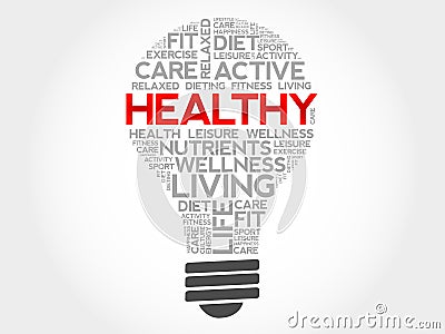 HEALTHY bulb word cloud Stock Photo