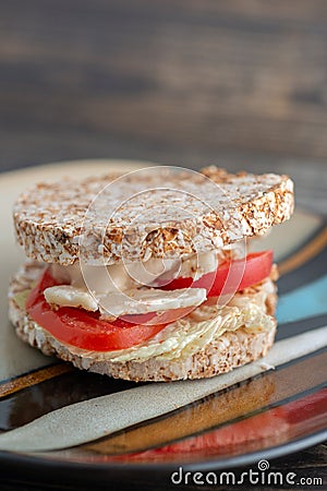 Healthy burger on plate Stock Photo