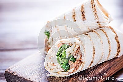 Healthy chicken grilled tortilla Stock Photo