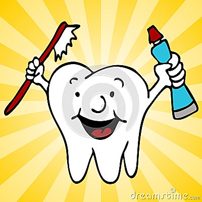 Healthy Clean Teeth Tooth Character Vector Illustration