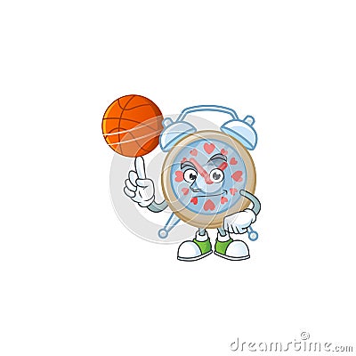 A Healthy clock love cartoon character playing basketball Vector Illustration