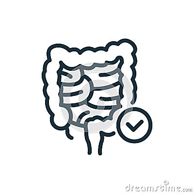 Healthy Colon Line Icon. Internal Digestive Human Organ Outline Icon. Large Intestine Linear Pictogram. Bowel Concept Vector Illustration