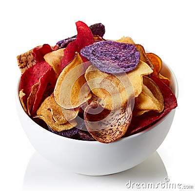 Healthy colorful vegetable chips Stock Photo