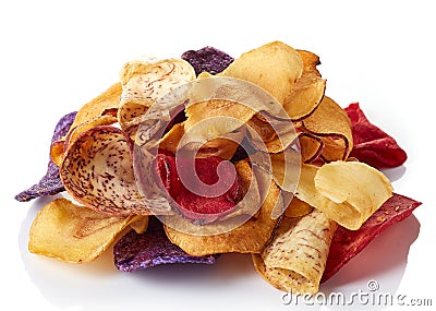 Healthy colorful vegetable chips Stock Photo