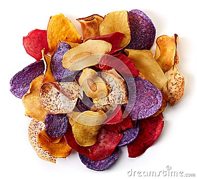 Healthy colorful vegetable chips Stock Photo