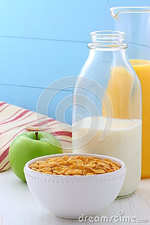 Healthy corn flakes breakfast Stock Photo