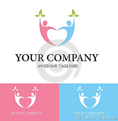 Healthy Couple Logo Design Template. Flat Style Design. Vector Illustration Vector Illustration