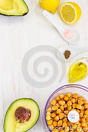 Healthy Creamy Avocado Hummus Stock Photo