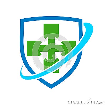 Healthy Cross Shield Protection Symbol Design Vector Illustration