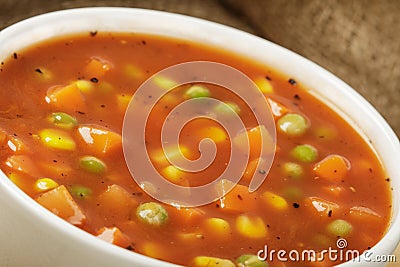 Healthy and delicious bowl of Vegetable soup Stock Photo