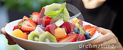 healthy delicious fruit salad, AI geneated Stock Photo