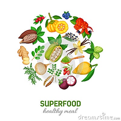 Vector superfood icons set. Vector Illustration