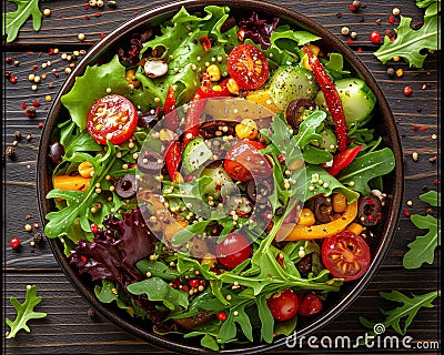 Healthy diet. Dinner calebration. Top - down view of table full of tasty vegetarian food Stock Photo