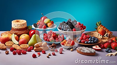 Healthy diet food, ingredients layout for cooking, keto products. Stock Photo